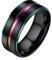 PROSTEEL Herren schwarz+bunt zweifarbiger Ring Edelstahl Größe 62 Hochzeit Verlobung Bandring 8mm breit Partnerring Trauring Finger Ring Modeschmuck Accessoire für Geburtstag