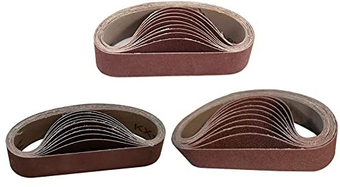Telituny Bande Abrasive en oxyde d'aluminium, 30 pièces 30 x 330 mm Bandes Abrasives Mixte | Grains 80-240-800 | Kit de bande abrasives de bois bande | Pour poncer, limer, affûter et dérouiller