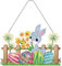 RAILONCH Ostern Kranz, Ostern Niedlich Hase 5D DIY Diamond Painting Kranz, Ostereier Handwerk Ornamente Diamant Malerei für Dekoration Geschenke (1 Kaninchen)
