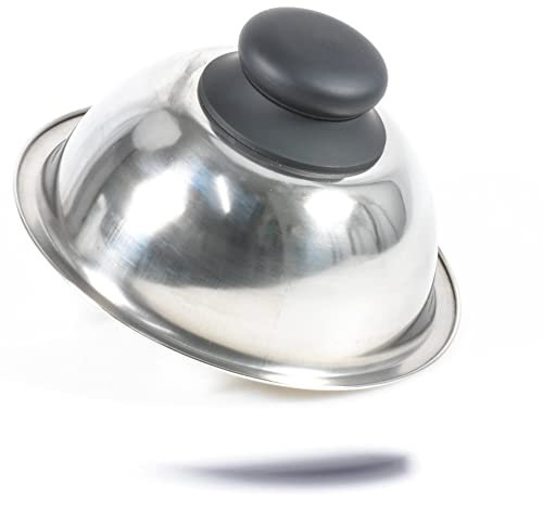 Kerafactum Abdeckhaube zum Grillen Überbacken von Cheeseburger Burgerglocke Burger Glocke Cloche Burgerhaube Haube für Hamburger Steaks bringt Käse zum Schmelzen Edelstahl Plancha Zubehör schwarz