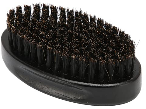 Taschen-Bartbürste, Wildschweinborsten, Schwarze Massivholz-Bartkammbürste für Männer Zum Kämmen von Barthaaren, Entfernen von Schmutz, Kleine Reise-Bartbürste, Schnurrbartbürste, Bartpflegeset