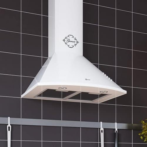 GURARI Wandhaube GCH C 046 WH 6 inkl. Kohlefilter, Dunstabzugshaube 60 cm, Abzugshaube, Weiß, Dunstabzug, Saugstark 1000m³/h, 3 Stufen, Abzugshaube, Ablufthaube, Umlufthaube