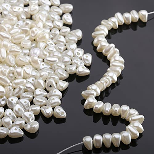 YIEUR 900 Stück Perlen Weiß glitzer, 8mm Bastelperlen mit Loch zum Basteln, 150g Lose Kunst pearl Acryl perlenhochzeit für Armbänder Hallskette Deko Handwerk Schmuckherstellung