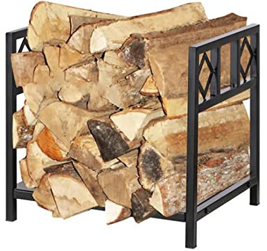 Estante de leña for Interiores y Exteriores, Estante de leña for Chimenea, Estante de Almacenamiento de Madera, Estante de Almacenamiento de leña de Hierro Forjado Resistente, Accesorios for Chimenea