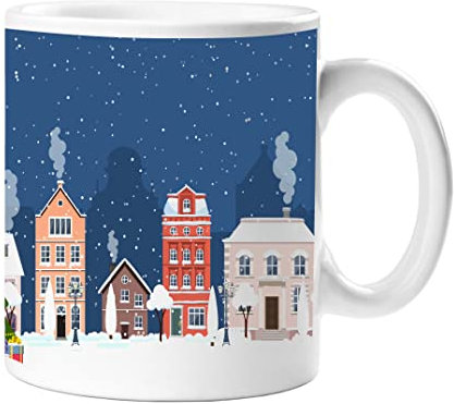Star Online Christmas Mug Gifts for Men Women Kids Almost Christmas Tree Mug White Ceramic Tea Cups 11oz Festival Cute Xmas Mugs for Friends, Parents, Children (Christmas Night Mug)