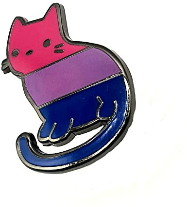 Pin's en métal avec chat bisexuel Bi Pride LGBT Love Kitten, Métal