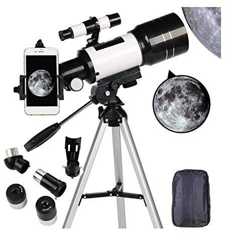 70-mm-Teleskop für Anfänger und Kinder, Refraktor zum Betrachten des Mondes, Sternenbeobachtung, Outdoor-Aktivitäten, Stativ und Smartphone-Halterung, Teleskop für Erwachsene Double the comfort