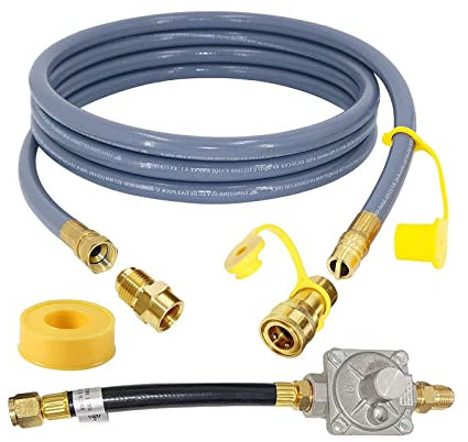 Fonowx 10ft 1/2 Inch Gas Hose, Gas Line Propane Quick Connect Hose, Gas Barbecue Hose for