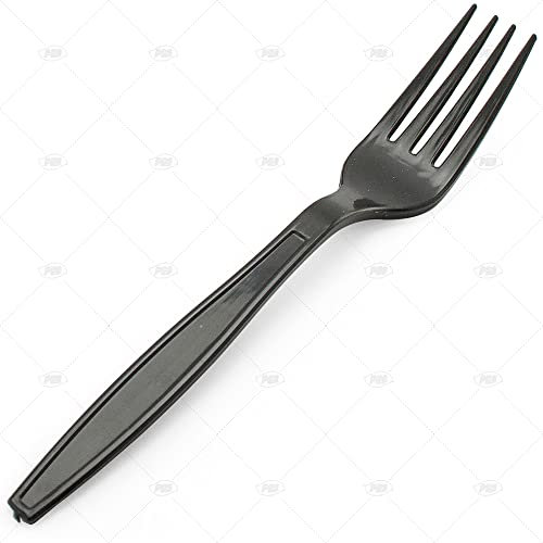 100 Pack Black Plastic Forks Re-usable Cutlery Party Picnic BBQ Event Heavy Duty
