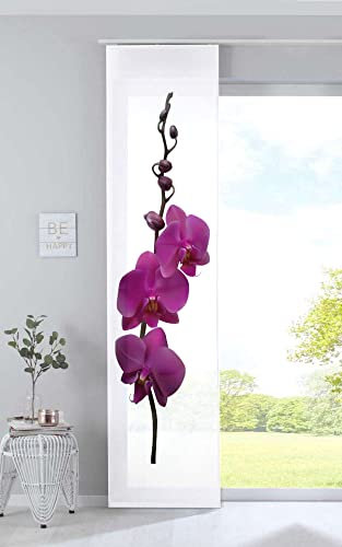 Gardinenbox Schiebevorhang Bedruckt Flächenvorhang »Izmir« HxB 245x60 cm Orchidee Lila Microsatin Blickdicht Lichtdurchlässig mit Paneelwagen, 2022400B