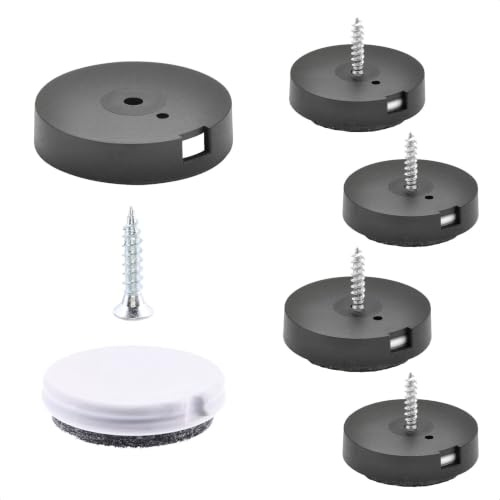 Wagner QuickClick® Filzgleiter & Kunststoffgleiter wendbar 2 Seiten Wollfilz & Kunststoff 4er-Set zum Anschrauben - 4X Basis+Schraube+Gleiteinsatz - Duo - Durchmesser Ø 25 mm - Made in DE - 15780999
