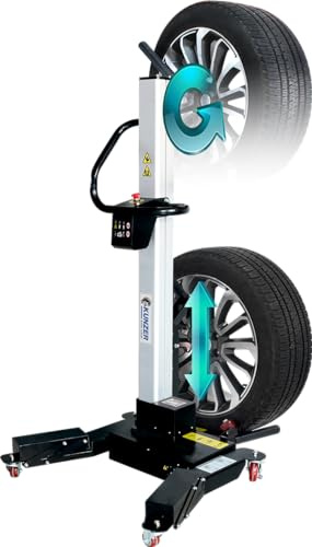 Kunzer WK RMH65 Elektrische Reifenmontagehilfe, akkubetrieben, für Auto-Räder, 24V/200W, Einhandbetrieb, 4 Schwenkrollen