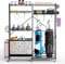 GYMAX Garage Sports Equipment Organizer, Ball Storage Rack with Wheels, 5 Adjustable Shelves and 13 Detachable Hooks, Basketball Football Gear Holder, Indoor Outdoor Storage Cart for Golf Bag