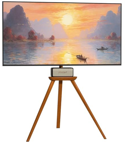 PUTORSEN Televisor de Madera – Trípod – Soporte de TV Regulable para TV de 45 – 65 Pulgadas hasta 40 kg, Giratorio 45 Grados, máx. VESA 400 x 400 mm