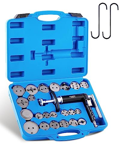 Orion Motor Tech 26 TLG. Universal Pneumatischer Bremskolbenrücksteller Druckluft Bremsen Rückstellwerkzeug Bremsenrücksteller Bremsenrücksteller Bremskolben Rücksteller Werkzeug L/R mit 22 Adapter