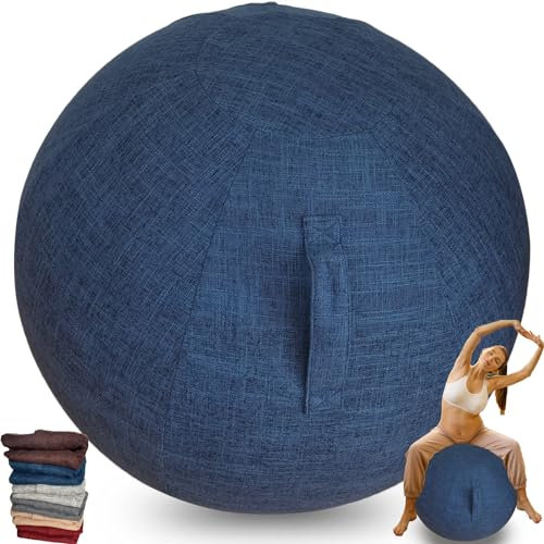 Protective Cover For Exercise Ball 55cm 65cm, Ball Chair Covers, Foldable Seat Balls Fabric Cover Lightweight Yoga Ball Cover Sitting Ball Covers With Handle Puncture Dust Cover ( Color : Blue , Size