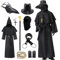 Enhenenhen Pestdoktor Kostüm Herren Plague Doctor Costume Men, Mittelalter Pest Doktor Cospaly Kostuem mit Pestdoktor Maske für Erwachsene Halloween Karneval