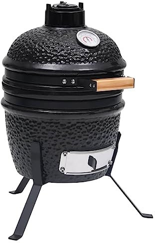 Grill 2 in 1 Smoker Ceramica, 56 cm, colore nero, affumicatore a carbonella, barbecue a carbonella, barbecue in ceramica