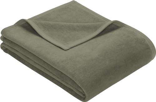 Erwin Müller Wohndecke, Wolldecke, Kuscheldecke Salbei Größe 220x240 cm - strapazierstark, weich, temparaturausgleichend (weitere Farben, Größen)