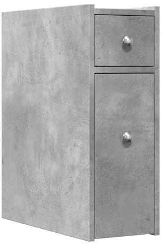 vidaXL Armadietto da Bagno Stretto con Ruote Grigio Cemento Truciolato