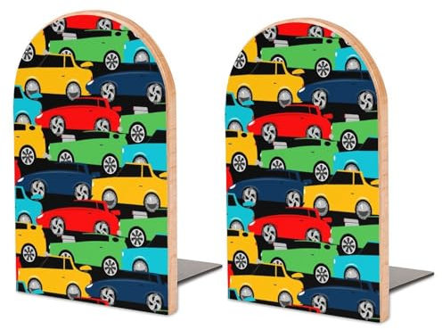 Serre-Livres pour Étagères Couleur De La Voiture Serre-Livres Décoratifs en Bois Antidérapant Bookends