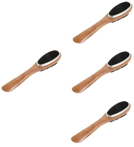 AOKWAWALIY Lot de 4 brosses à chaussures en bois massif - Brosse à cirage de chaussures - Long chausse-chaussures pour femme enceinte - Nettoyeur de tapis avec poils - Chausse-chaussures - Brosse de