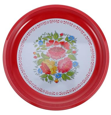 Ciieeo Retro Emaille Teller Runder Roter Vintage Stil Servierplatte Aus Langlebigem Email Material Für Küche Picknick Hotel Und Essenspräsentation
