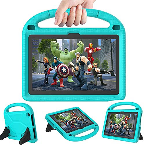 All-New Tablet 10inch Case and Cover for Kids, (Compatible 2023/2021 Model Not for iPad/Samsung/Onn Tab), Kricsertg Light Weight Shockproof Case with Handle Stand- Turquoise