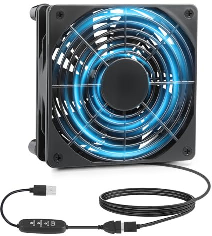 Ventilador PC de 120mm 5V USB Ventiladores PC 120mm con 3 Velocidades Ajustables, Ventilador de Refrigeración Electrónico para PS4 Laptop TV Box Router (1)