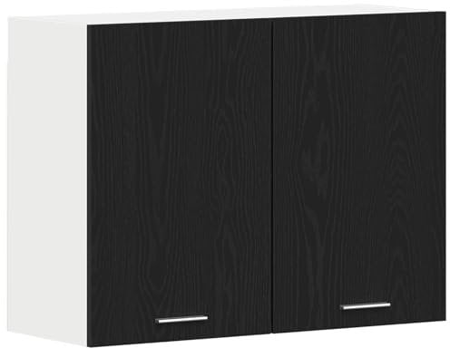 vidaXL kitchen cabinet - black oak, engineered wood - wall-mounted storage cupboard - 80x31x60 cm - 2 doors - indoor use only
