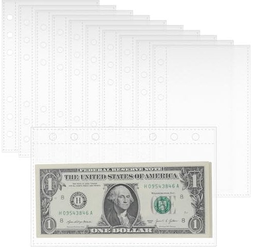 20 Stück A6 Binder Taschen, Reißverschluss, Budget-Umschläge mit Index-Bit-Design, Transparent Geld Budget Umschläge, PVC-Beutel für lose Blätter, Umschläge für Dokumente, Notizbücher, Karten