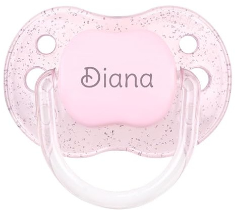 Mi Pipo - Chupete Personalizado Classic | Chupete Bebe, 3 Tipos de Tetina para Elegir, +0 Meses | Personalizado con Nombre, Suave, Cómodo | Seguro, Libre BPA, Fácil de Limpiar | Color Purpurina Rosa