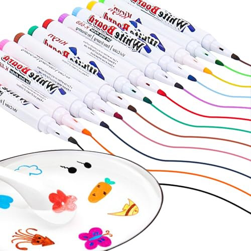 8 Colors Magical Water Painting Pen Magical Floating Drawings Bundle with Spoon Water Art Floating Marker Pen in Water for Painting Gifts for Toddlers Erasable Washable DIY Imagine