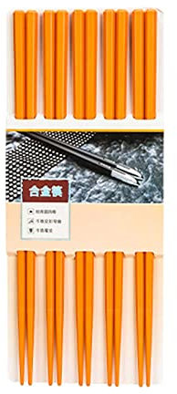 MJMLUCK Reusable Fiberglass Chopsticks,5-Pairs Chopsticks Non-Slip Chopsticks,Japanese Chinese Minimalism Chop Sticks,Dishwasher Safe,24.3cm Multicolor Chopsticks Green (Orange)