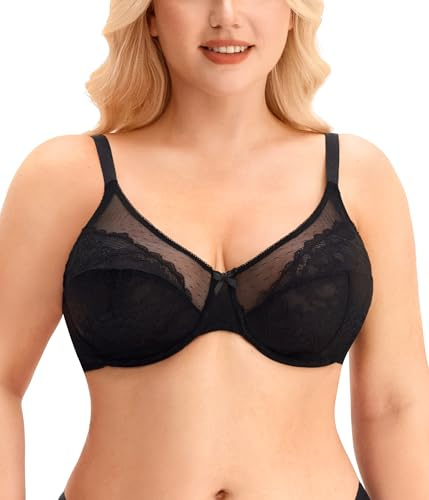 Gotoly Plus Size Minimiser Bra for Women Full Coverage Non Padded Lace Underwired Bras
