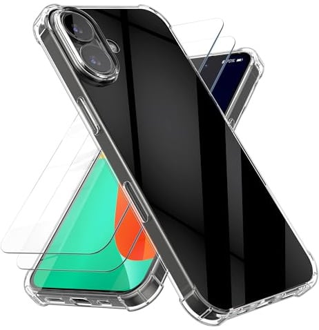 kalibri Hülle kompatibel mit Apple iPhone 17 Case - Handyhülle mit 2X Glas Schutz Folie - Cover Handyhülle in Transparent
