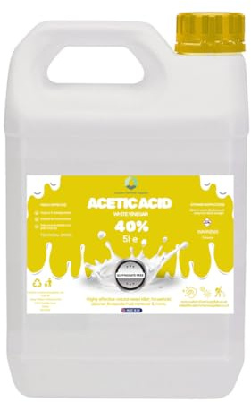 Customchem White Vinegar, 40% Acetic Acid, 5L, Industrial Strength Cleaning Solution (1)