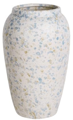 Ceramic Rustic Vase for Home Decor, Farmhouse Vintage Grey Blue Decorative Vase for Living Room, Entryway, Kitchen, Shelf, Table Centerpiece, Boho Modern Decoration, 20cm Tall