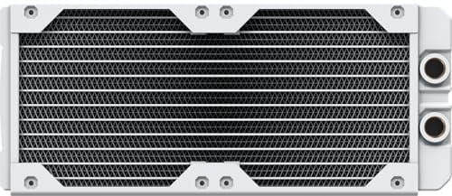 CORSAIR Hydro X Series XR5 240mm V2 Radiador de Refrigeración Líquida – Compatible con iCUE Link – 2 Soportes de Ventilador de 120 mm – Placas de protección de Tornillo – Roscas G1/4 – Blanco