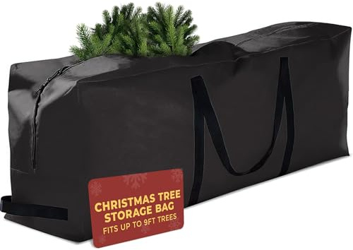 Festive Fix Christmas Tree Storage Bag – Extra Large Heavy Duty Zippered Fabric with Handles – Easy Christmas Storage for Artificial Trees (Fits up to 9ft)
