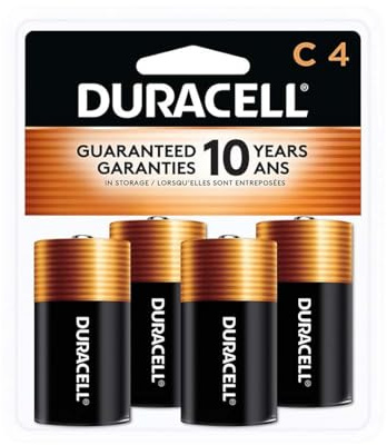 Duracell Coppertop C Batteries, 4 Count (Pack of 1), C Battery with Long-lasting Power, All-Purpose Alkaline Battery for Household and Office Devices