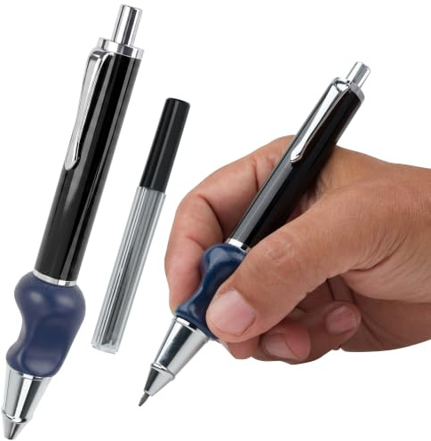 The Pencil Grip Heavyweight Mechanical Pencil Set, Ergonomic Weighted Pencil With Lead Refills - TPG-652, Black/Silver/Blue, 2 Piece set