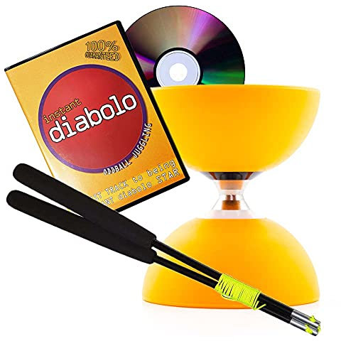 Cyclone Diabolo orange à triple roulement + poignée en carbone + DVD