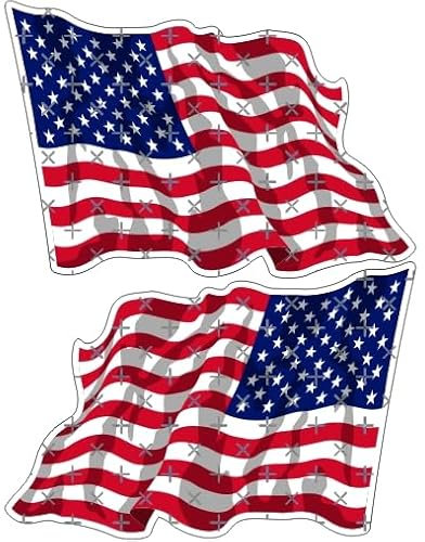 USA United States Amerika Waving Flag American 7,6 cm (75 mm) Bumper Sticker, Aufkleber Vinyl X2