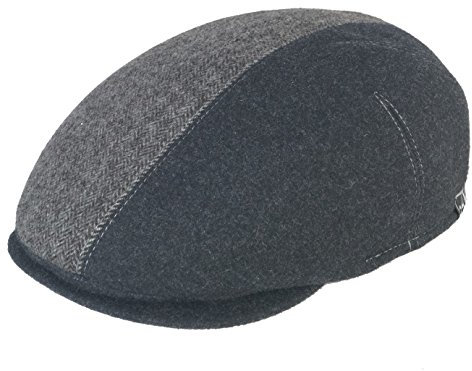 Michael Zechbauer by Mayser Flatcap Hopkins: Lässige Winter Stoffmütze mit Seide für Damen und Herren, warme Schiebermütze für jeden Anlass, Schirmmütze in Grau & Schwarz 62