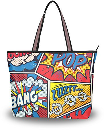 alaza Tote Umhängetasche Retro Pop-Art-Comic-Handtasche Groß