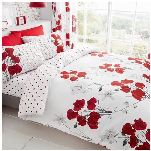 Gaveno Cavailia Luxury POPPY Bed Set with Duvet Cover and Pillow Case, Polyester-Cotton, Red, King