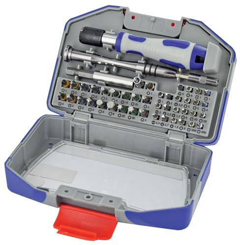 Tivoly - Coffret Équipement de Vissage 46 Pièces Multi Usage - 22 Embouts de Précision 4 mm + 19 Embouts Torsion 6,35 mm + Accessoires et Poignées de Vissage - Kit avec Tous les Outils Indispensables