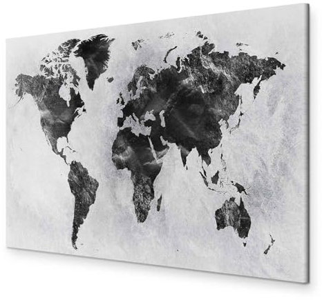 murando - Wandbilder XXL Weltkarte 120x80 cm 1 tlg - Wand Deko Vlies Leinwand Bilder Groß Wanddeko Wohnzimmer Schlafzimmer Kunstdrucke - schwarz-weiss grau k-A-0408-b-a