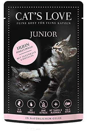 Cat´s Love Junior Katzenfutter Nassfutter Huhn Pur für (Huhn, 12 x 85g)